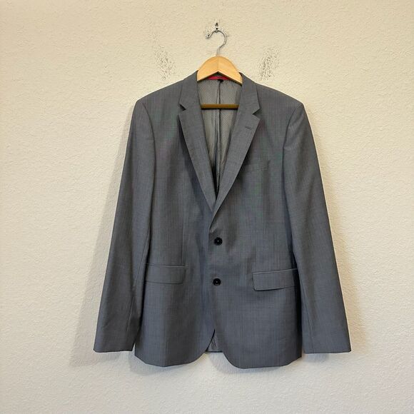HUGO (HUGO BOSS Red Label) Virgin Wool Two-Button Blazer Sport Coat Grey - Picture 1 of 15